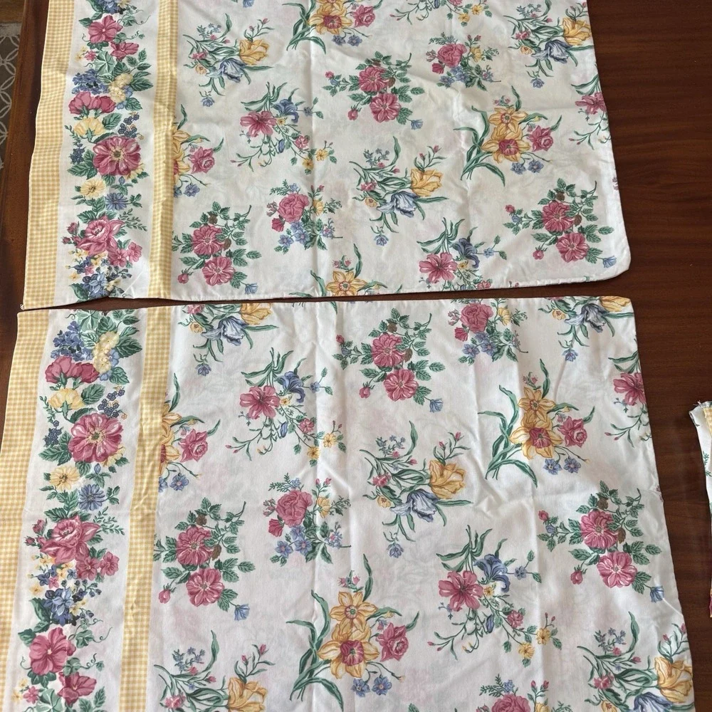 Vintage WestPoint Stevens Full Sheet Set Botanical Floral Yellow Gingham USA